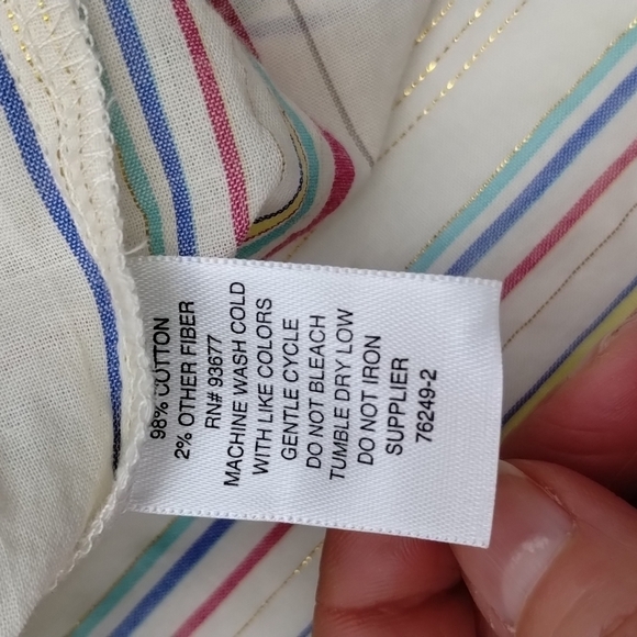 PEYTON & Parker Boho Ruffle Sleeve Multi-Striped Tie Top Size Large - Picture 7 of 11